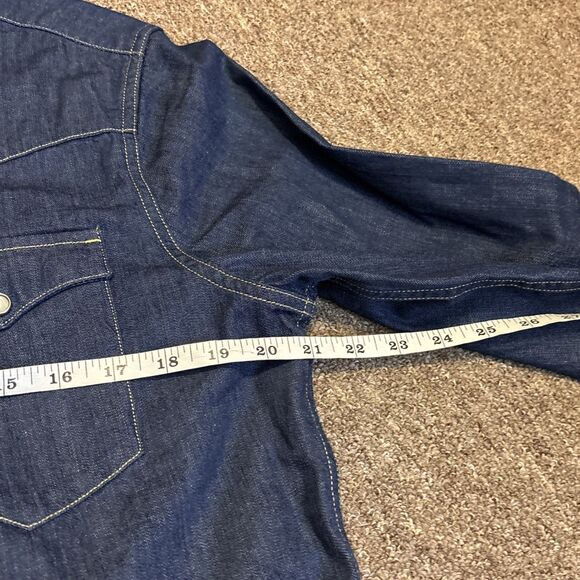 Levis Denim Pearl Snap Shirt Men's Medium Blue Long Sleeve Rancher Western - Picture 2 of 13